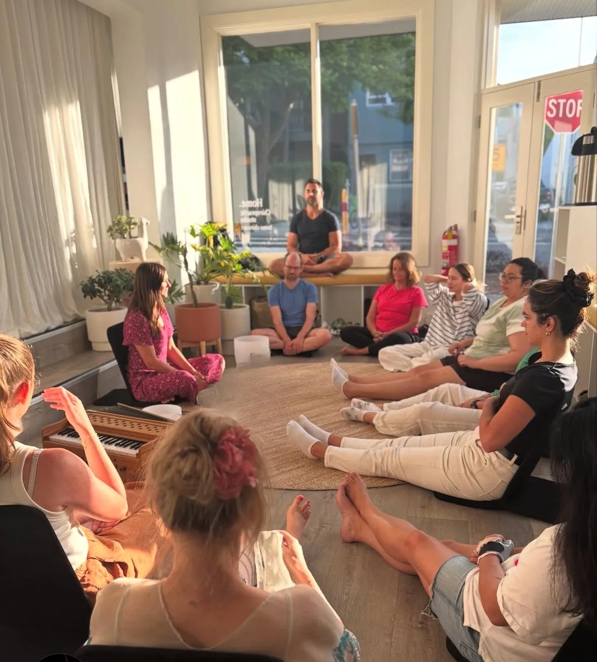Natalia Paklina teaching a small group meditation session in Sydney